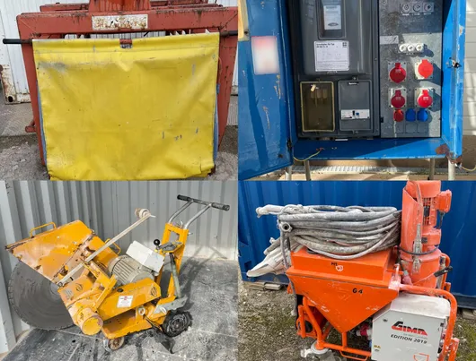 Bild von Auktion Lagerbereinigung Baugeschäft - GIMA Putzmaschine, Cedima Fugenschneider, Baustromkasten