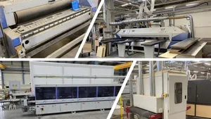 Holzbearbeitungsmaschinen - Kantenanleimmaschine - Breitbandschleifmaschine - Plattenaufteilsäge - Leimauftragsmaschine