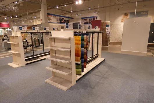 Sales shelf, 2 sections, 1 top unit, double-sided, without contents