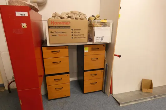 4x caissons de bureau, avec contenu