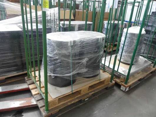 Lot of PS films, format 710 mm, 2300 my, with 2 storage racks