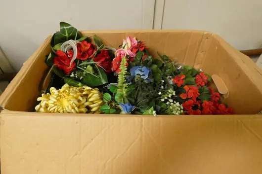 Lot of artificial flowers