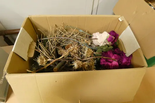 Lot of dried and artificial flowers