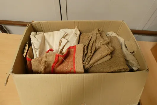 Lot of fabrics, jute sacks