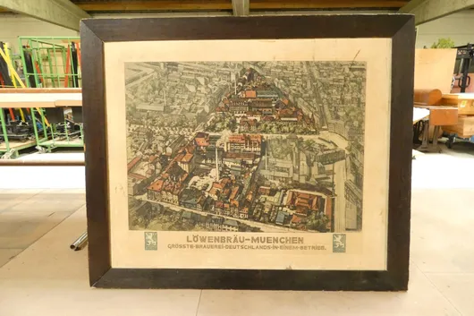 Advertising poster: "Löwenbräu-München – Germany's largest brewery in one operation"