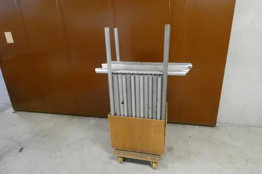 Lot of pipes with crate