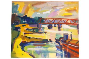 Hans-Joachim Stenzel  - Schiff vor Stahlbrücke